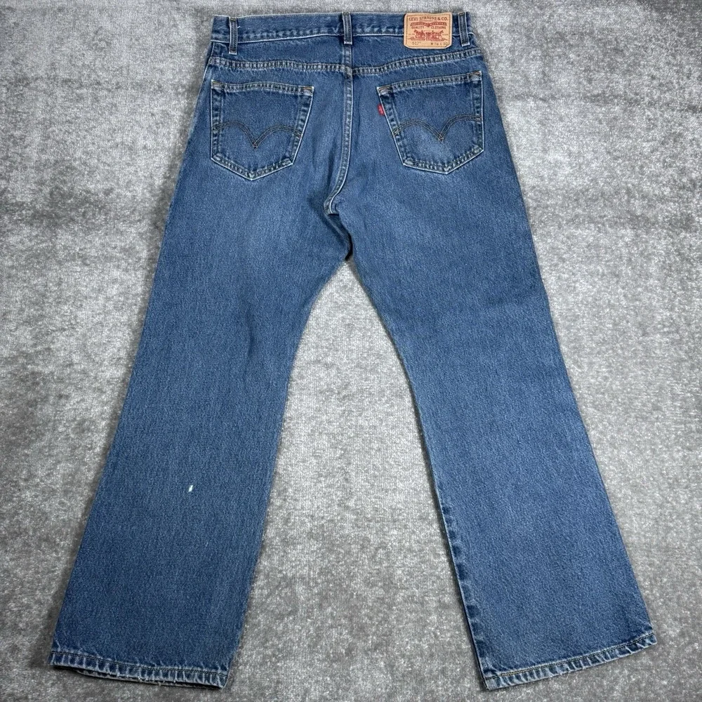 Y2K VTG‎ Levi's 517 Jeans Men's 36x30 (Fits 34x30) Blue Denim Distressed Bootcut